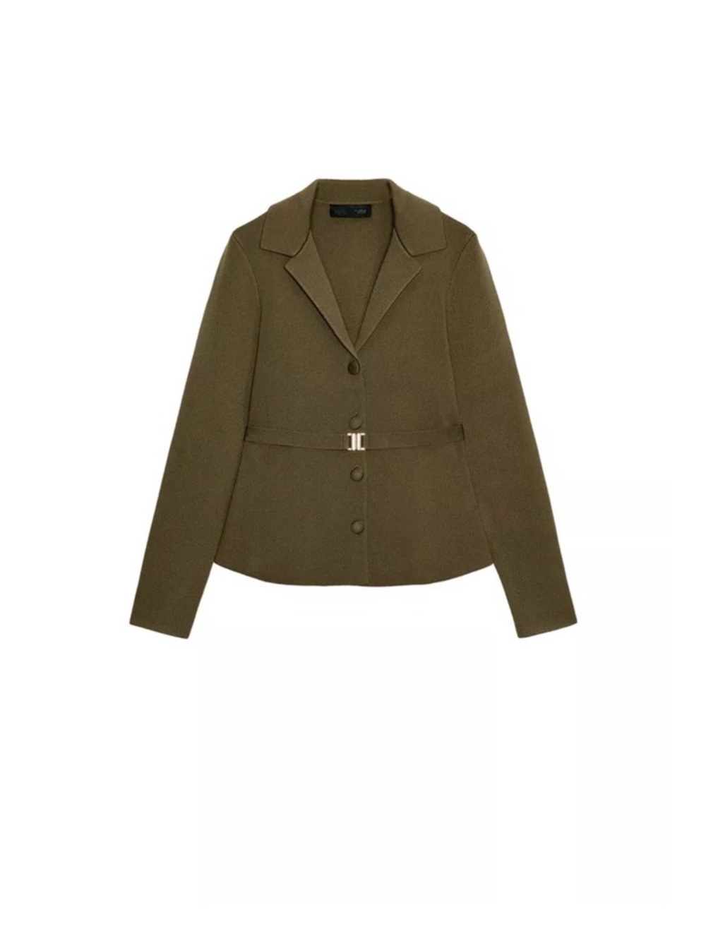 Zara Olive Green Wool Blazer Jacket and Midi Skirt